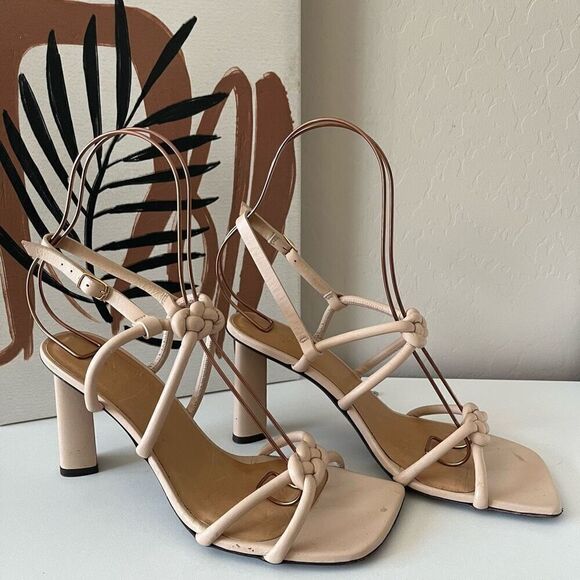 Frame Le Hendrix Slingback Leather Heeled Sandals Cream Size 38 - Picture 2 of 11